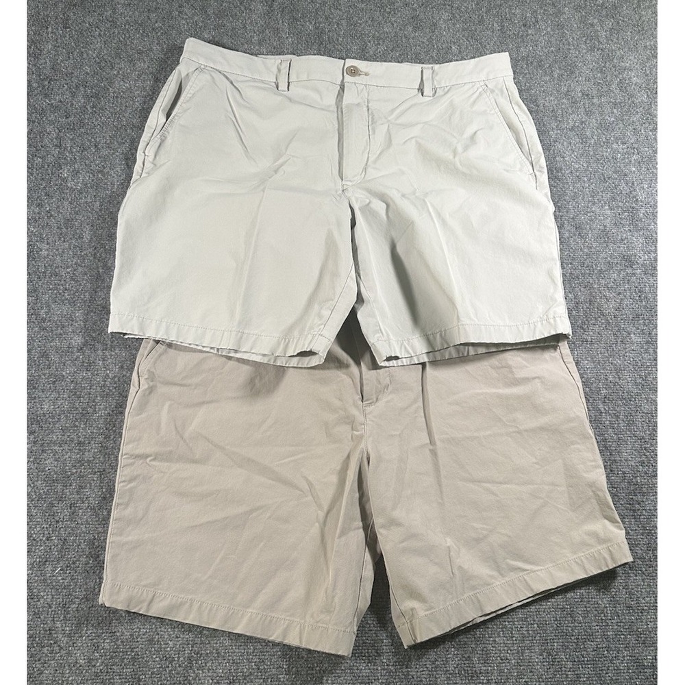 Lot Of 2 Vineyard Vines Beige Performance Chino Flat Front Outdoor Shorts EUC